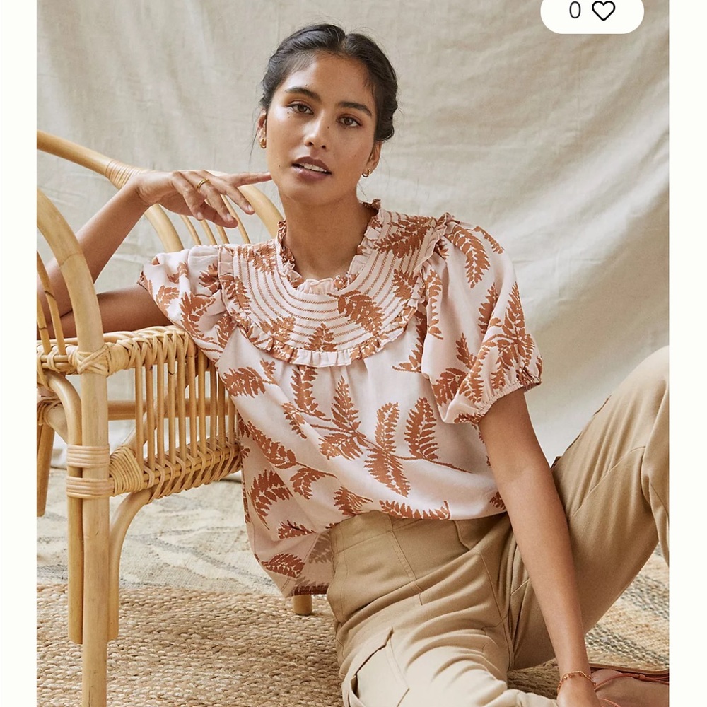 Anthropologie Current Air Leaf Print Blouse
